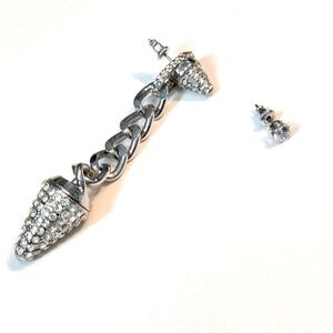 NBD REVOLVE Spiked Chain Drop Earring in Silver Rhinestone and Stud